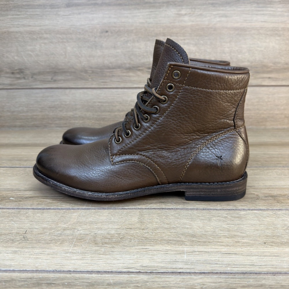 Frye Tyler Flex Lace-Up Vintage Leather Ankle Boots Mens Size 8 Dark Brown‎ NWOB - Picture 4 of 10